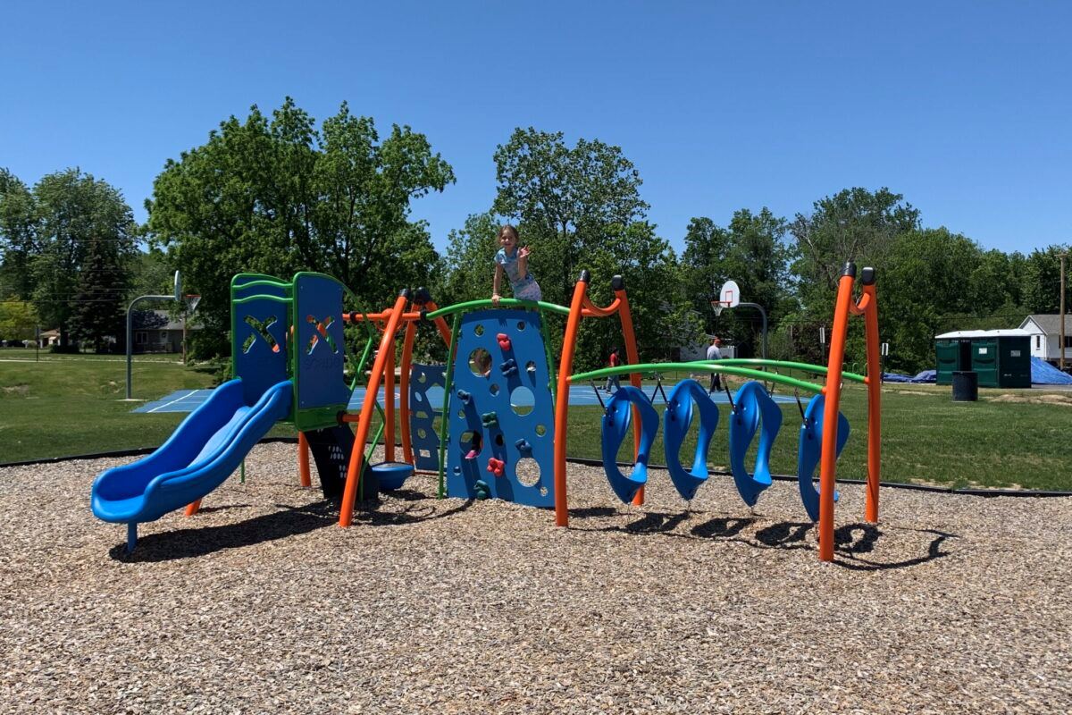 Child Playing on Playground Equipment