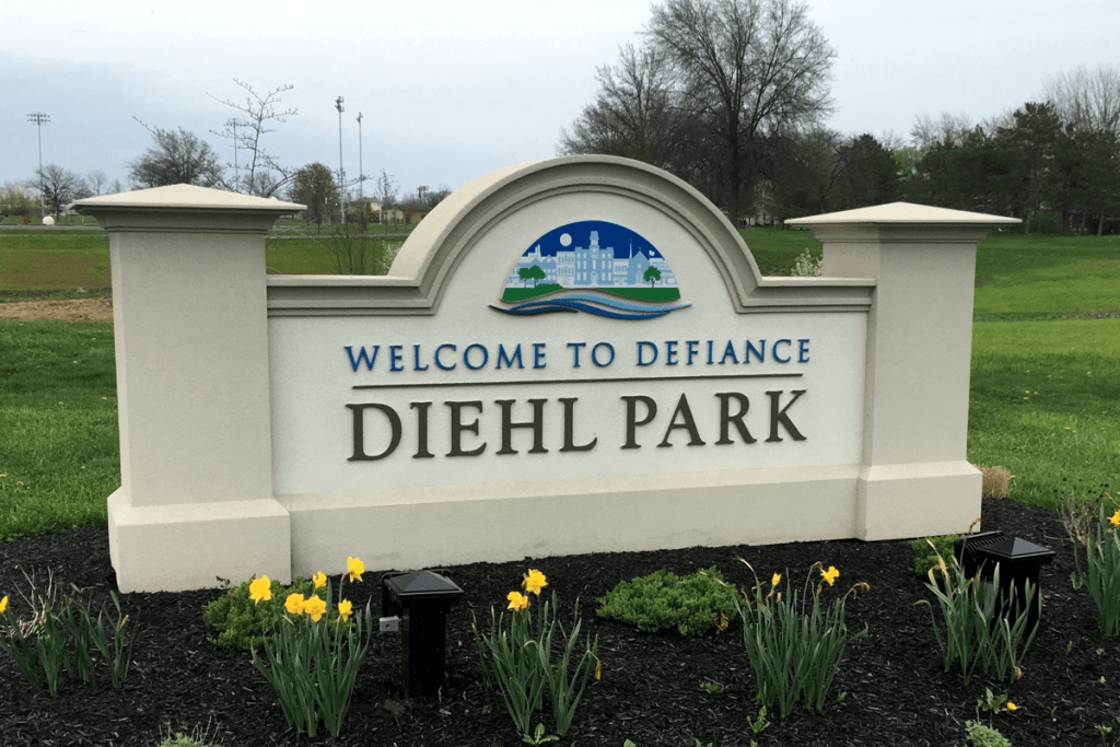 Welcome to Defiance Diehl Park Sign
