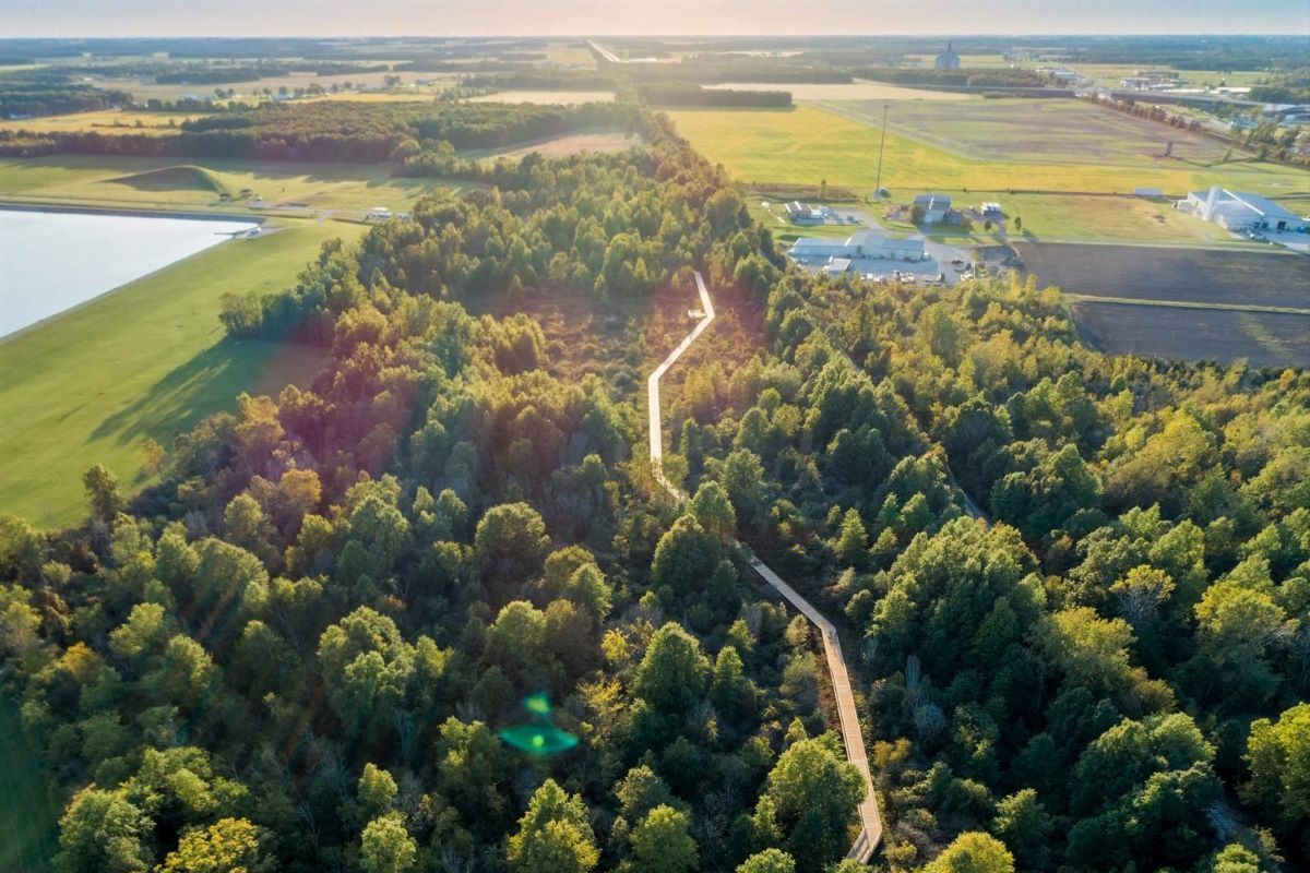 Aerial view of the Reservoir Trail