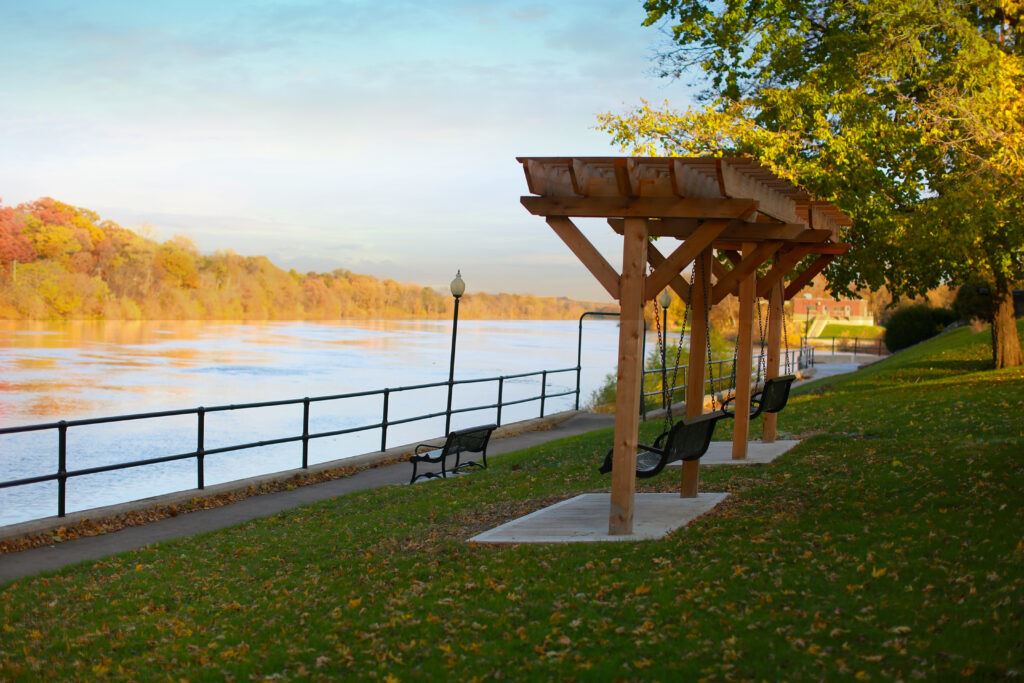 Swings by the riverfront