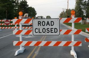 Road Closure Sign and Barrier
